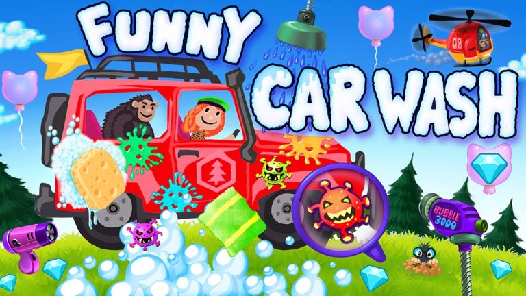 【美版】有趣的洗车 – 儿童和幼儿的卡车和汽车游戏车库Funny Car Wash – Trucks & Cars Game Garage for Kids &