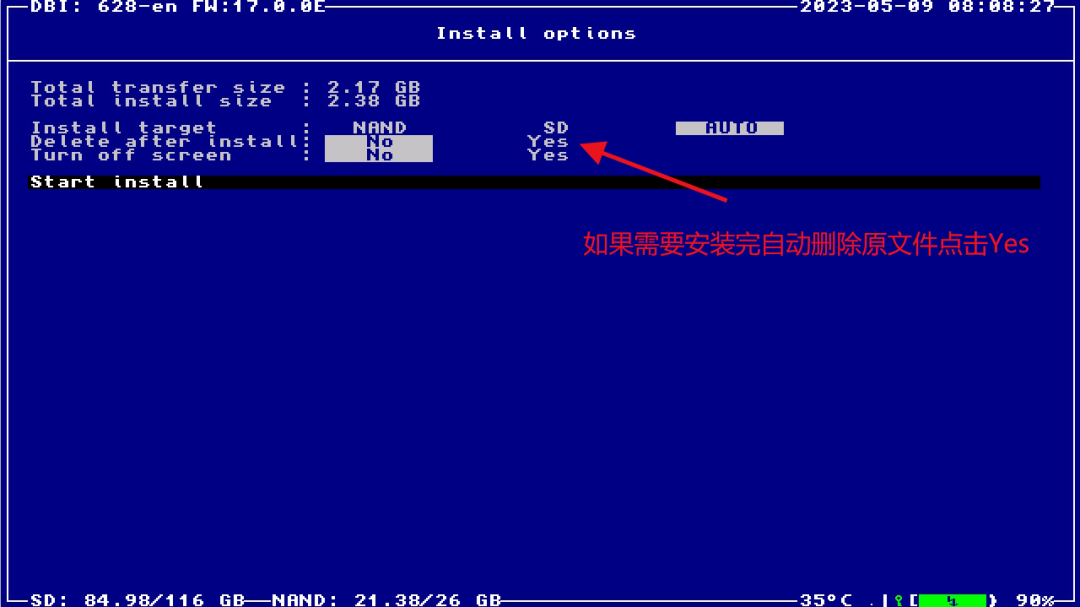 点击 Start install 开始安装